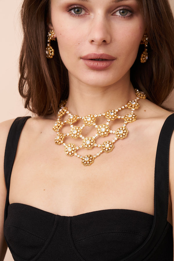 Kenneth Jay Lane Flower Cluster Bib Necklace