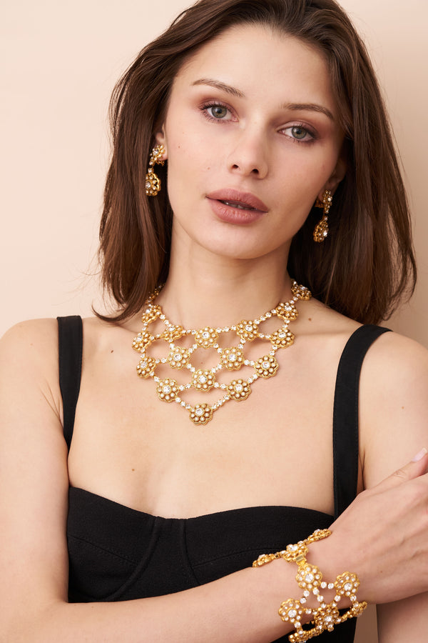 Kenneth Jay Lane Flower Cluster Bib Necklace