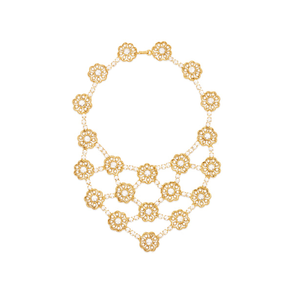 kenneth jay lane Flower Cluster Bib Necklace