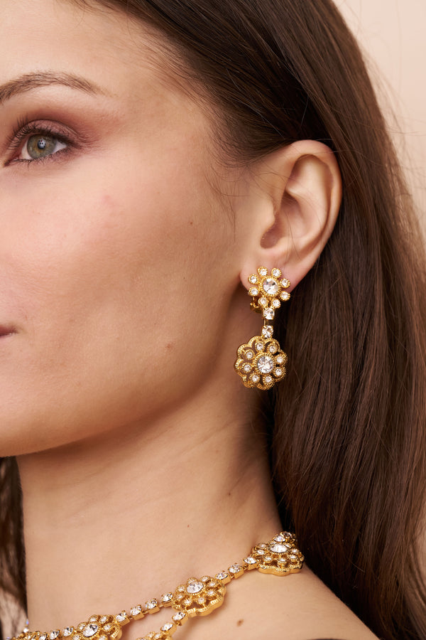 Kenneth Jay Lane Flower Cluster Clip Earrings