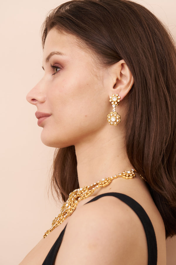 Kenneth Jay Lane Flower Cluster Clip Earrings