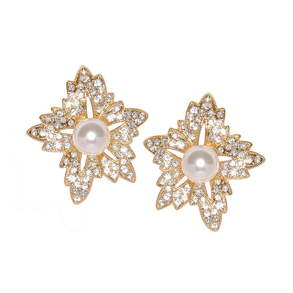 kenneth jay lane Flower Pearl Clip Earrings