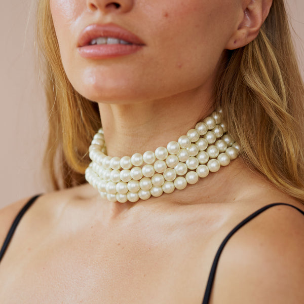 Kenneth Jay Lane Four Row Pearl Choker