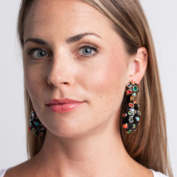 Kenneth Jay Lane Gemstone Clip Earrings