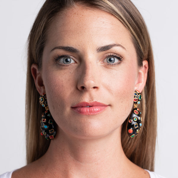 Kenneth Jay Lane Gemstone Clip Earrings