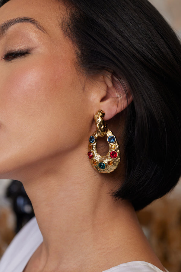 Kenneth Jay Lane Gemstone Oval Clip Earrings