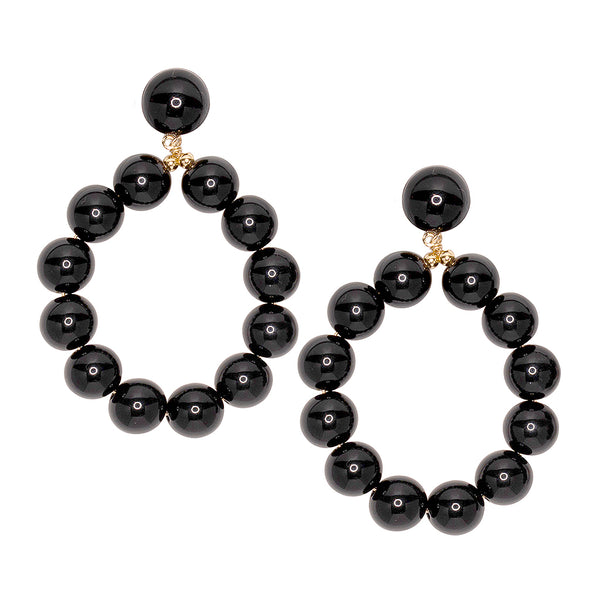 kenneth jay lane Gold And Black Ball Hoop Earrings