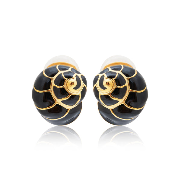 kenneth jay lane Gold and Black Shell Clip Earring