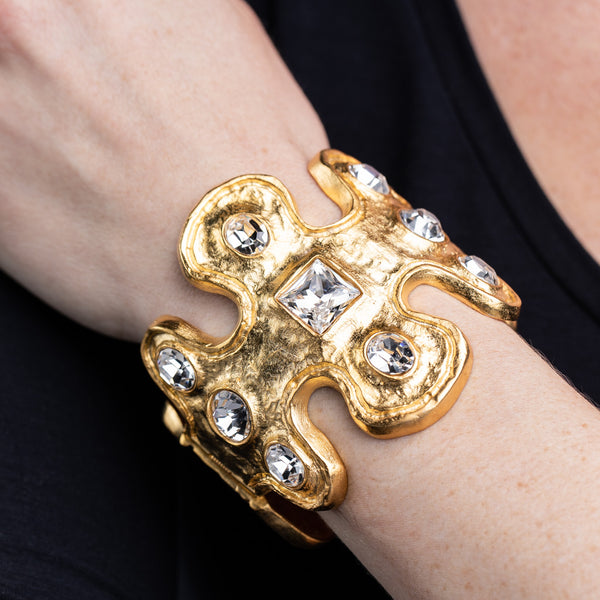kenneth jay lane Gold and Crystal Cuff