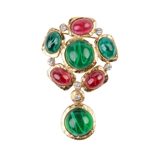 Kenneth Jay Lane Gold And Crystal Gem Cluster Pin