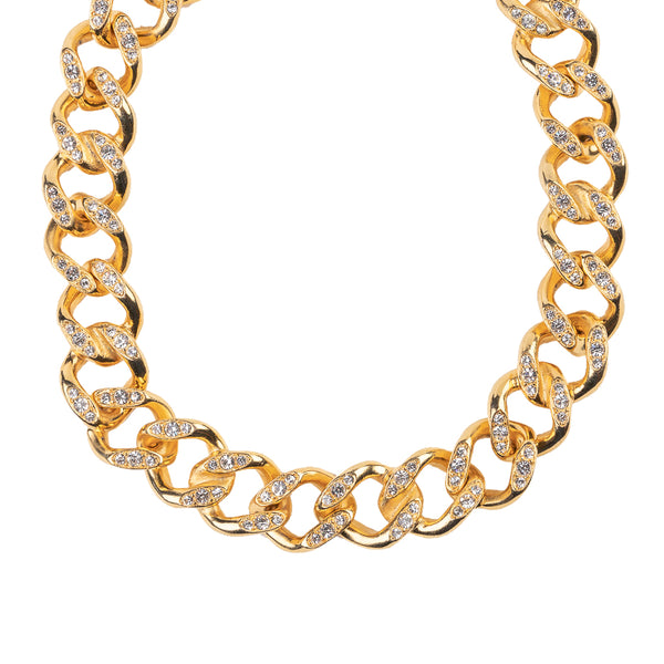Kenneth Jay Lane Gold And Crystal Link Necklace