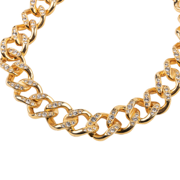 Kenneth Jay Lane Gold And Crystal Link Necklace