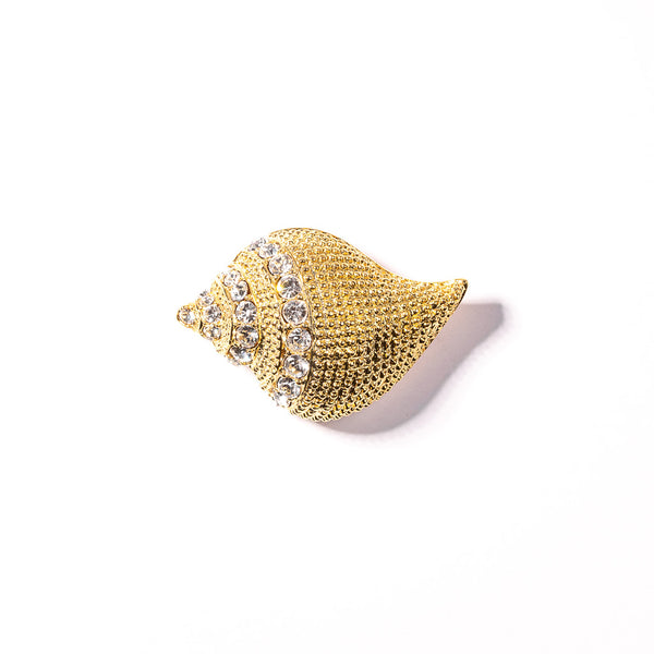 Kenneth Jay Lane Gold And Crystal Seashell Pin