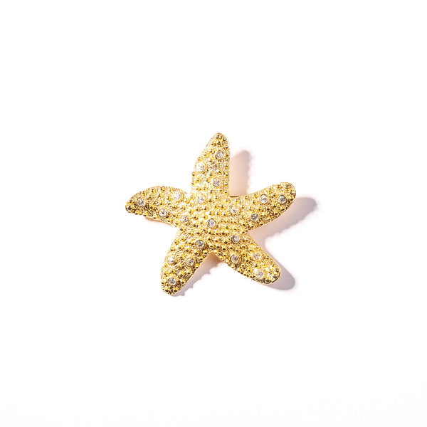 Kenneth Jay Lane Gold And Crystal Starfish Pin