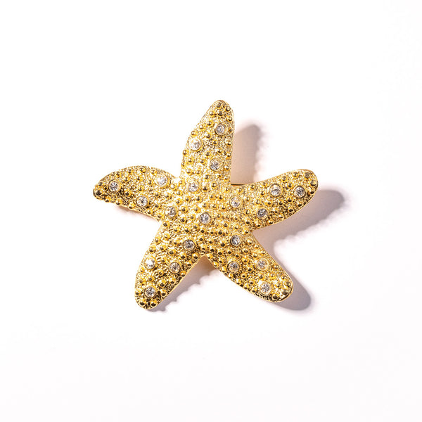 kenneth jay lane Gold and Crystal Starfish Pin