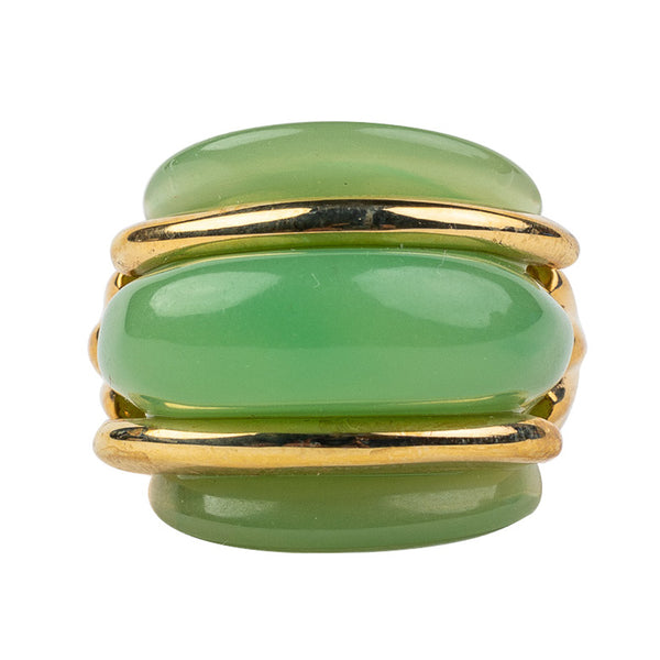 kenneth jay lane Gold and Jade Double Ribbed Ring