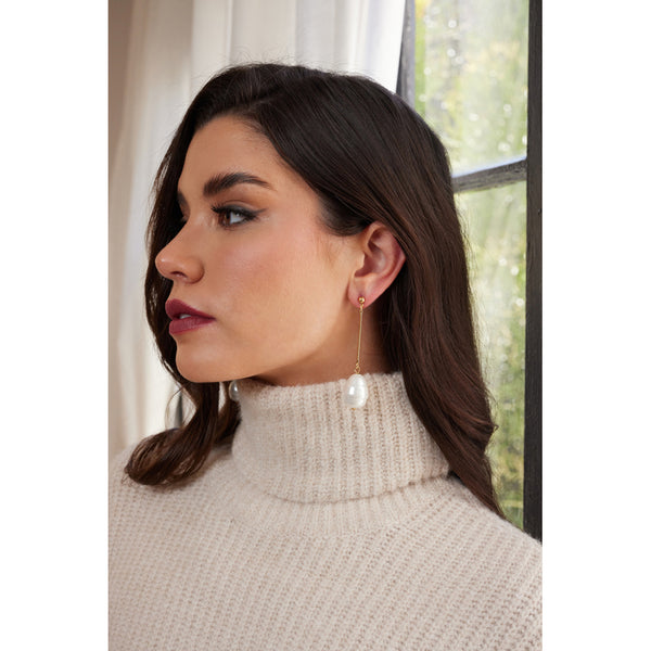 Kenneth Jay Lane Gold And Pearl Baroque Earring