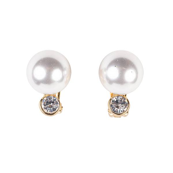 kenneth jay lane Gold and Pearl Clip Earring