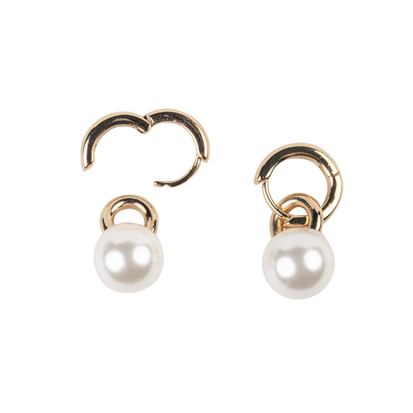 Kenneth Jay Lane Gold And Pearl Drop Hoop Earring