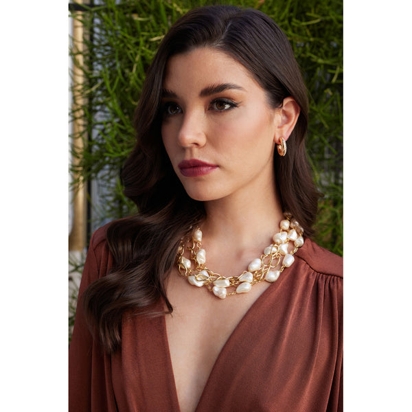 Kenneth Jay Lane Gold And Pearl Nugget Necklace