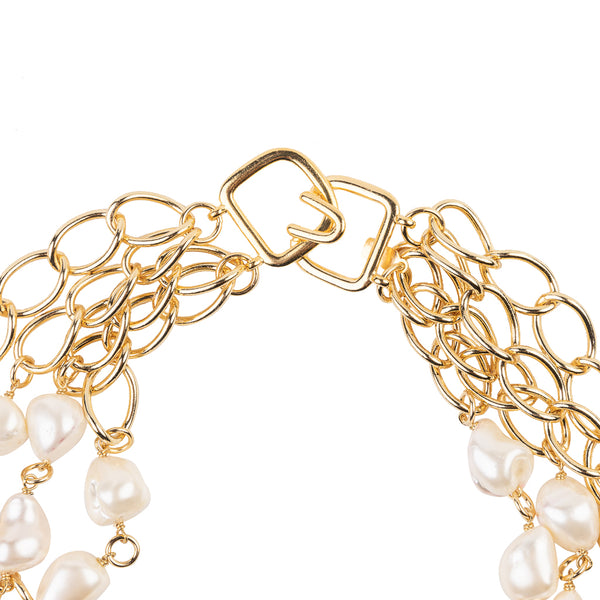 Kenneth Jay Lane Gold And Pearl Nugget Necklace
