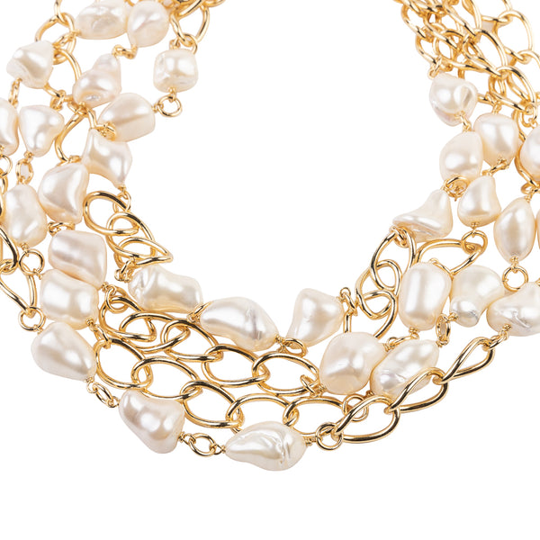 Kenneth Jay Lane Gold And Pearl Nugget Necklace