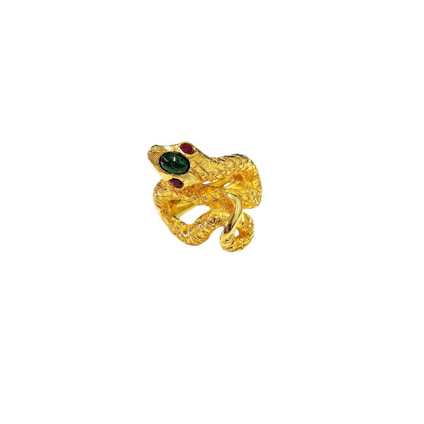 Kenneth Jay Lane Gold And Ruby Eyed Snake Ring