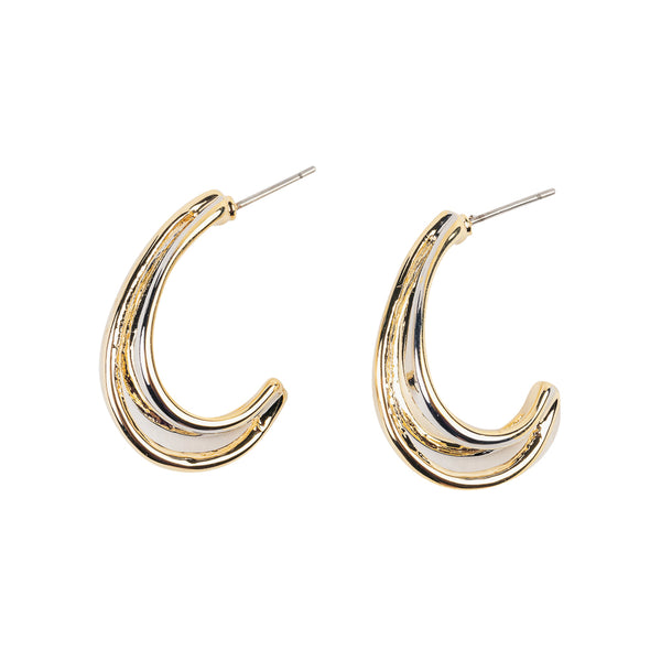Kenneth Jay Lane Gold And Silver Half Hoop Earring