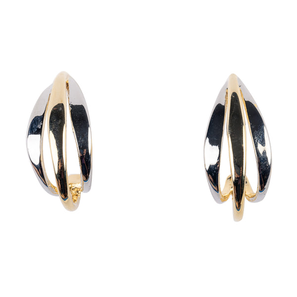 kenneth jay lane Gold and Silver Half Hoop Earring