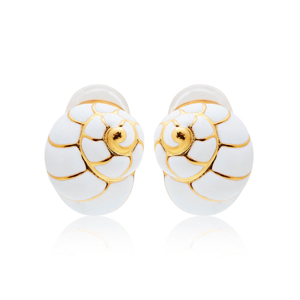 kenneth jay lane Gold and White Shell Clip Earring