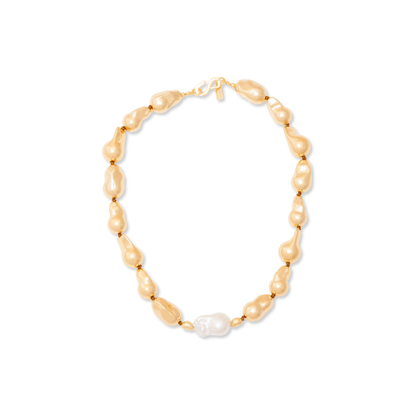 kenneth jay lane Gold & Baroque Pearl Necklace