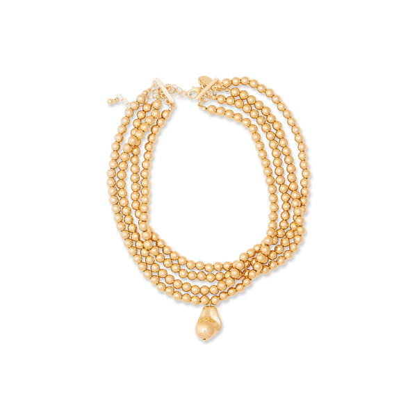 kenneth jay lane Gold Bead & Nugget Pendant Necklace
