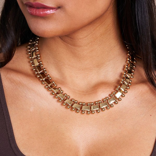 Kenneth Jay Lane Gold Beaded Collar Necklace