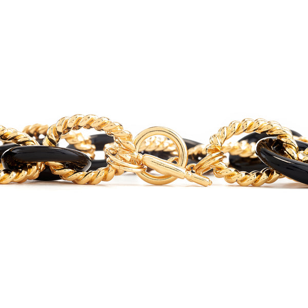 Kenneth Jay Lane Gold & Black Twist Link Necklace