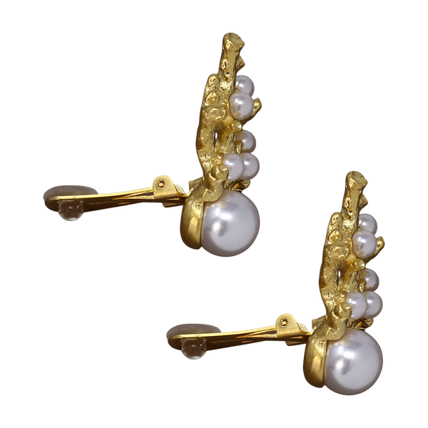 Kenneth Jay Lane Gold Branch Dots Clip Earring