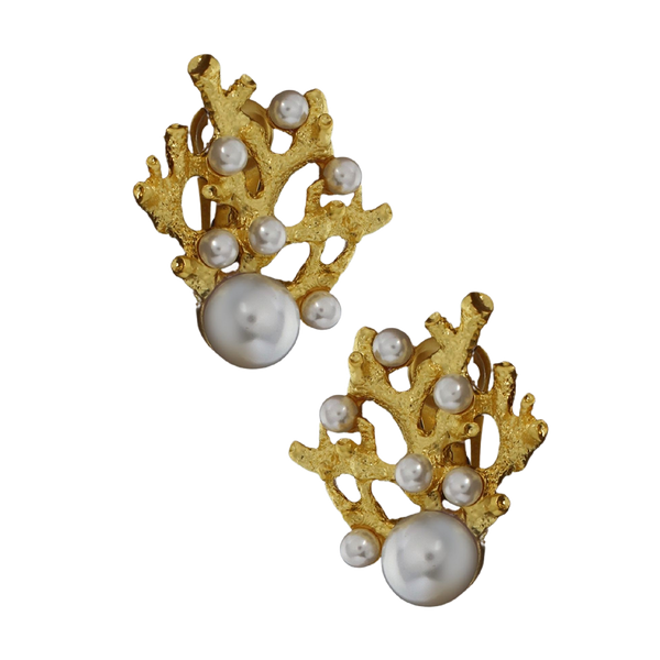 kenneth jay lane Gold Branch Dots Clip Earring