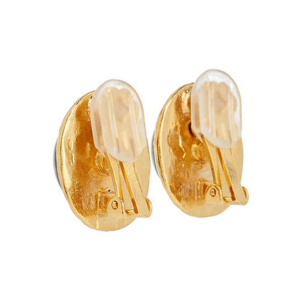 Kenneth Jay Lane Gold Button Clip-On Earrings