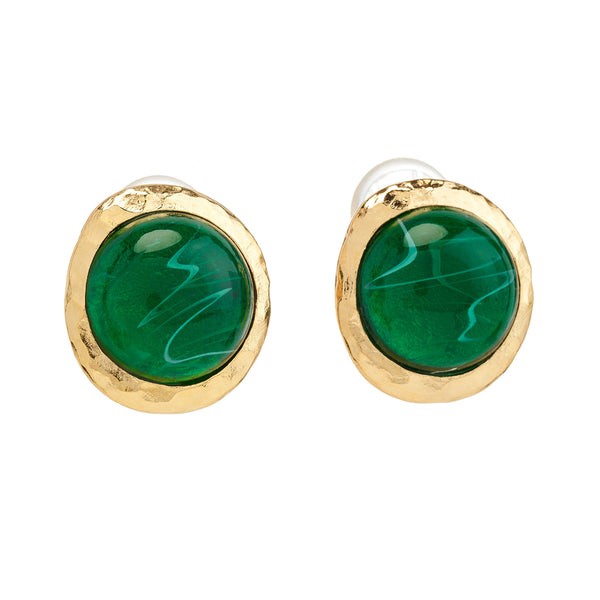 kenneth jay lane Gold Button Clip-On Earrings