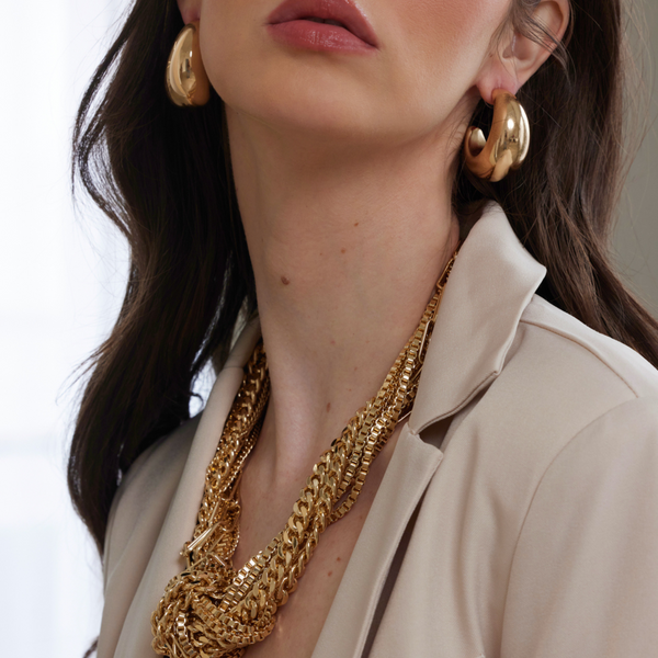 Kenneth Jay Lane Gold "C" Shape Post Hoop Earring