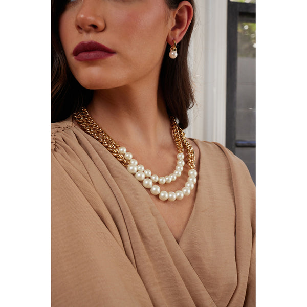 Kenneth Jay Lane Gold Chain And Pearl Necklace