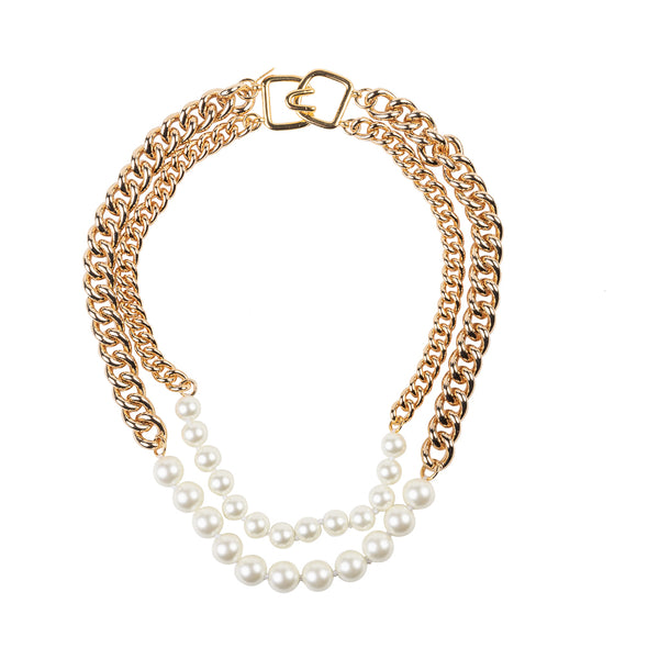 Kenneth Jay Lane Gold Chain And Pearl Necklace