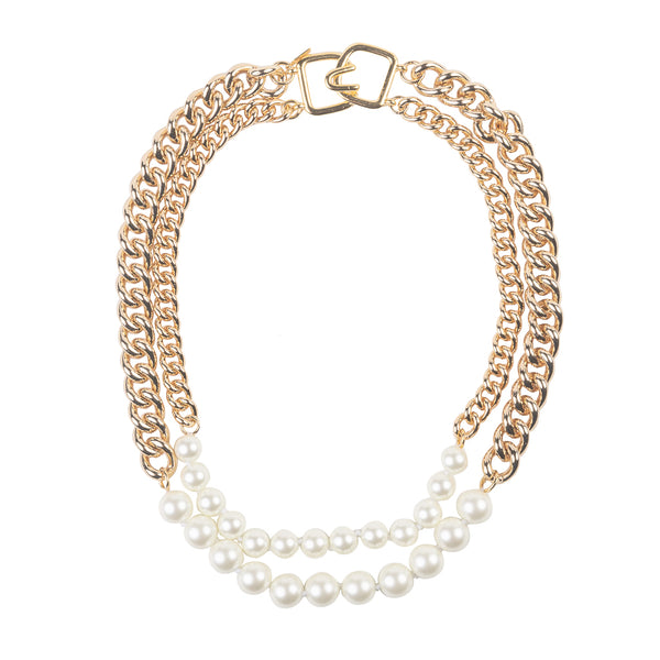kenneth jay lane Gold Chain and Pearl Necklace