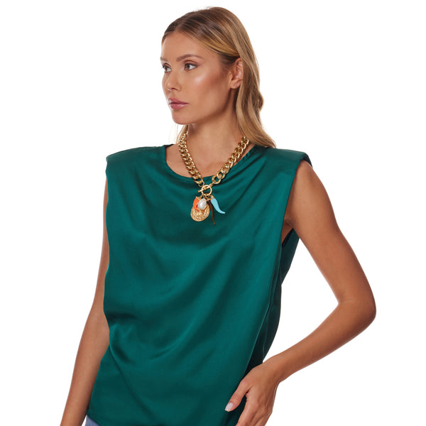 Kenneth Jay Lane Gold Chain Charm Necklace