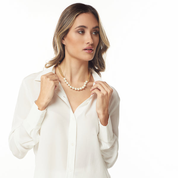 Kenneth Jay Lane Gold Chain & Pearl Necklace