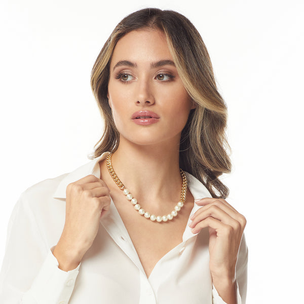 kenneth jay lane Gold Chain & Pearl Necklace