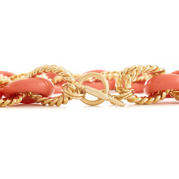 Kenneth Jay Lane Gold & Coral Twist Link Necklace
