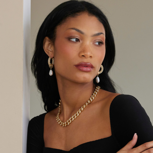 Kenneth Jay Lane Gold & Crystal Chain Link Necklace