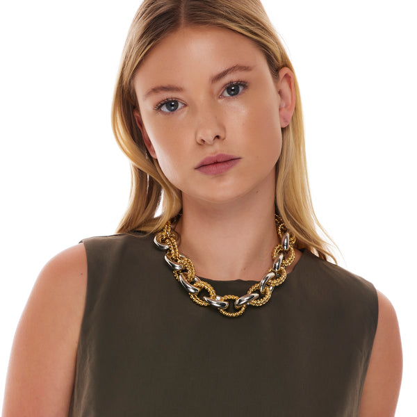 Kenneth Jay Lane Gold Double Twist Links Necklace
