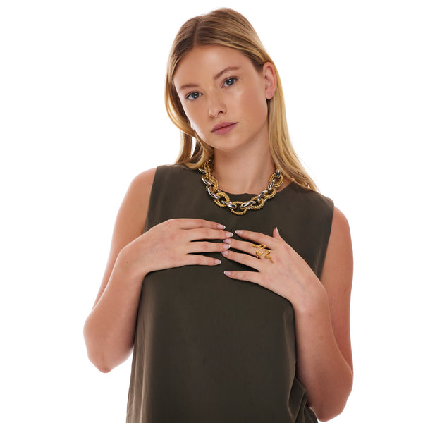 Kenneth Jay Lane Gold Double Twist Links Necklace