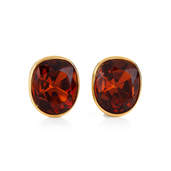 kenneth jay lane Gold Faceted Topaz Clip Earrings